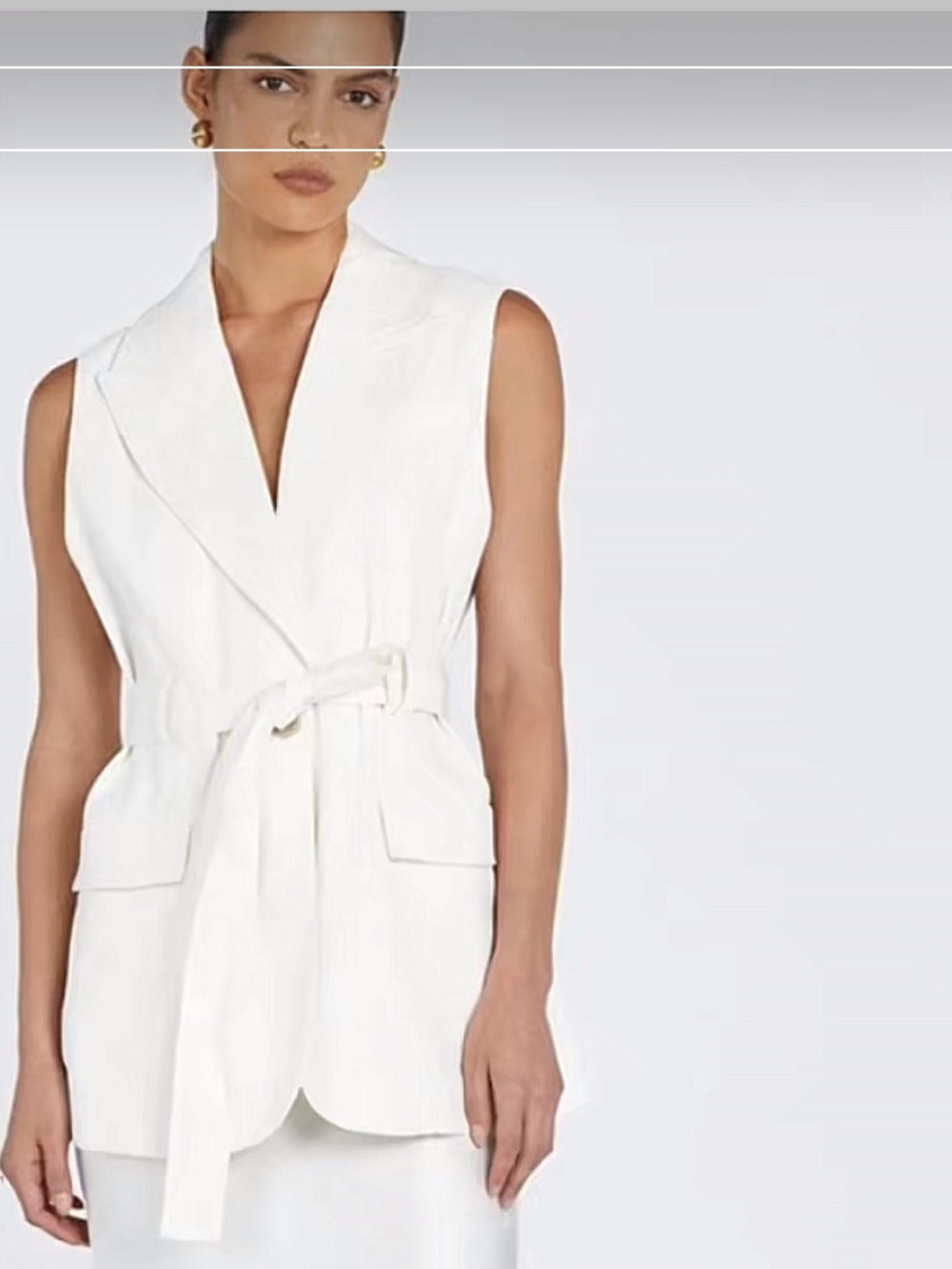 DISSH Sloan Sleeveless Linen blend Vest with Tie Belt